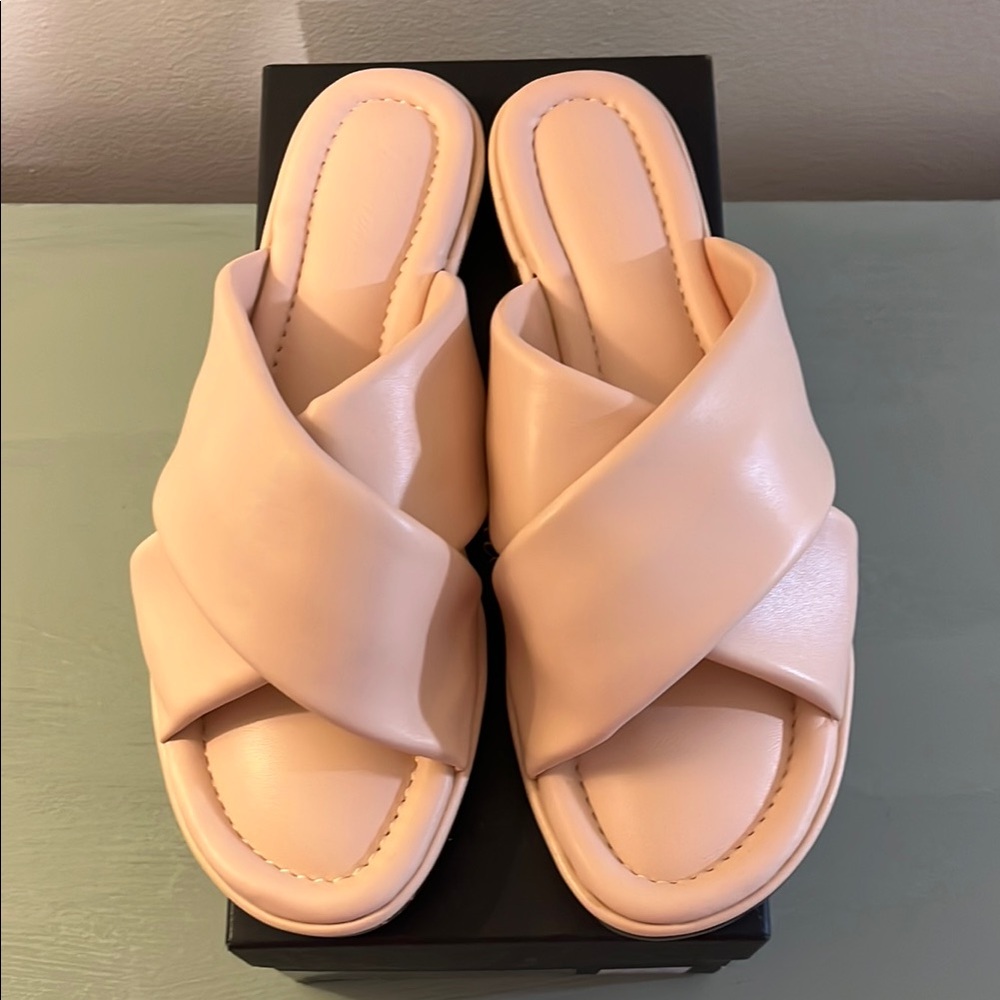 NWB J. Crew Menorca Padded Cross-Strap Sandals in Pampered Pink